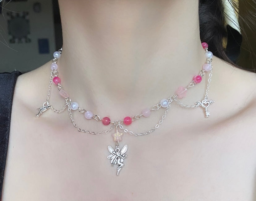 Collier Fée rose