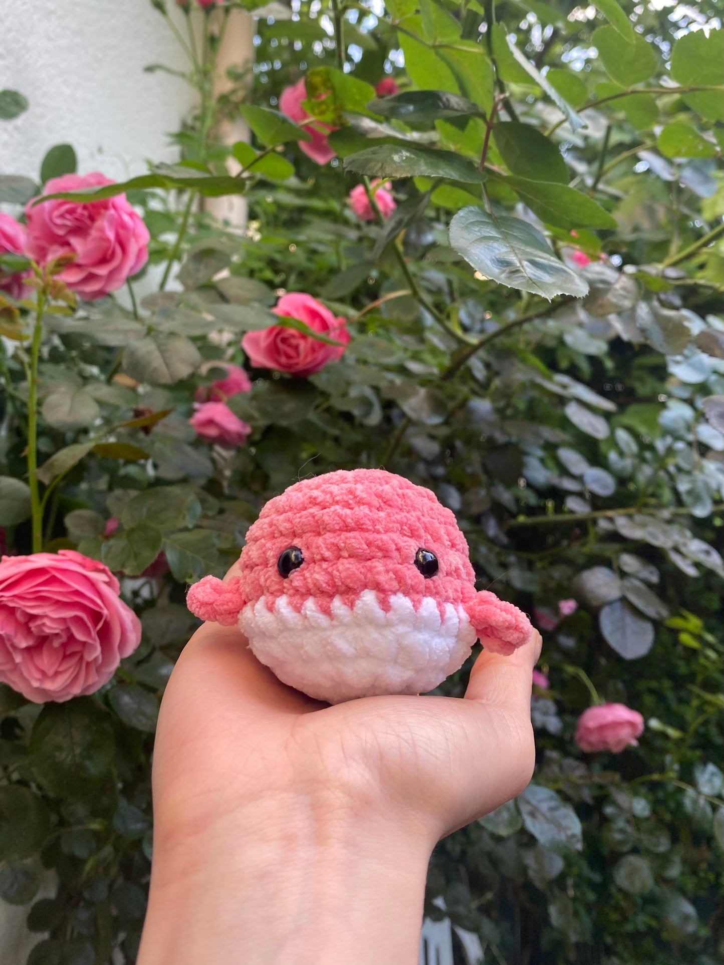 Baleine en Crochet rose