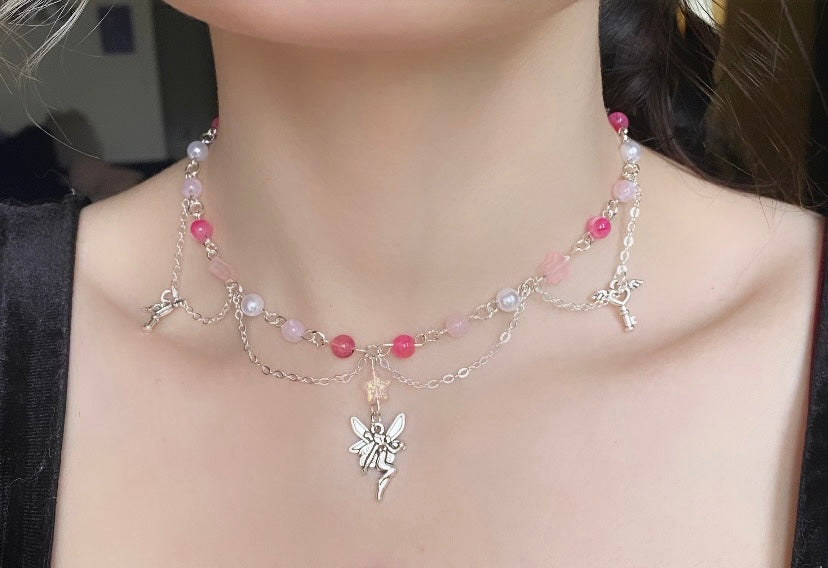 Collier Fée rose