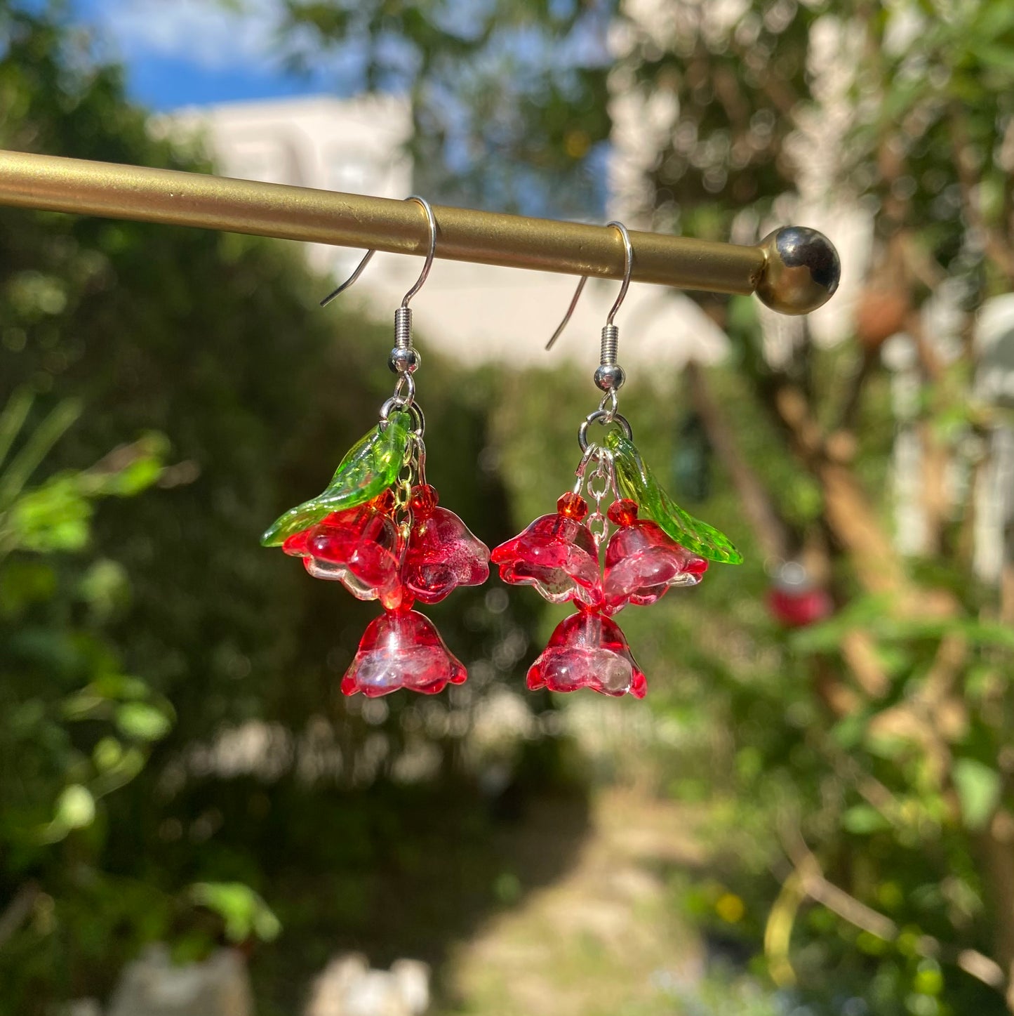 Boucles D’oreilles Muguet rouge