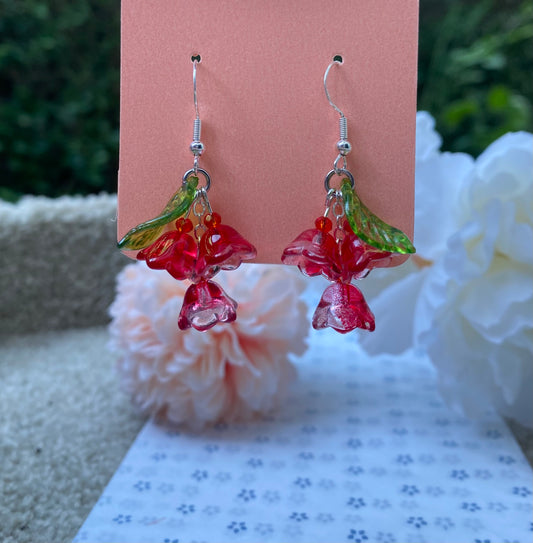 Boucles D’oreilles Muguet rouge