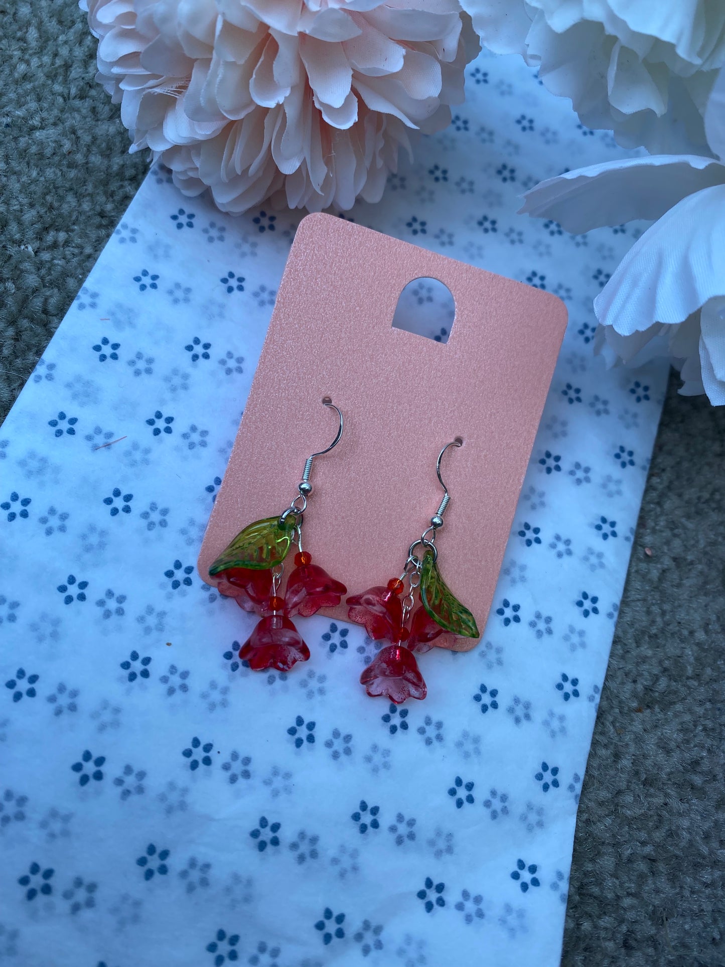 Boucles D’oreilles Muguet rouge