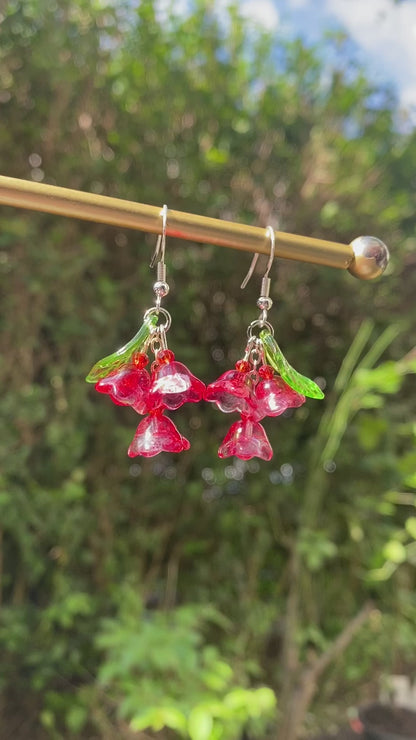Boucles D’oreilles Muguet rouge
