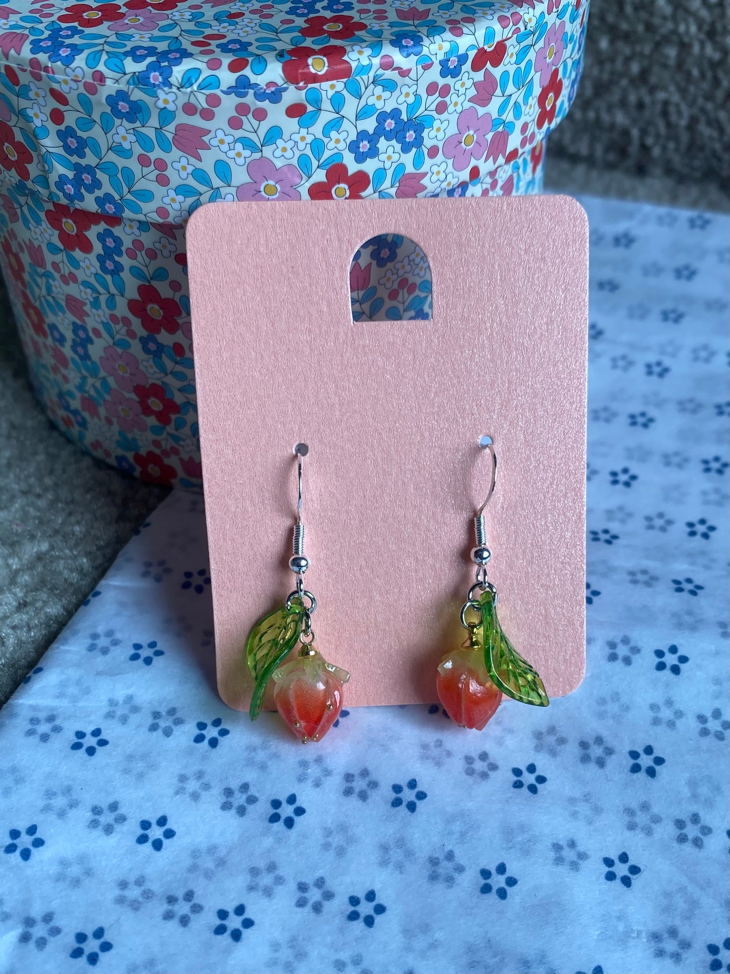 Boucles d’oreilles fleurs rouge