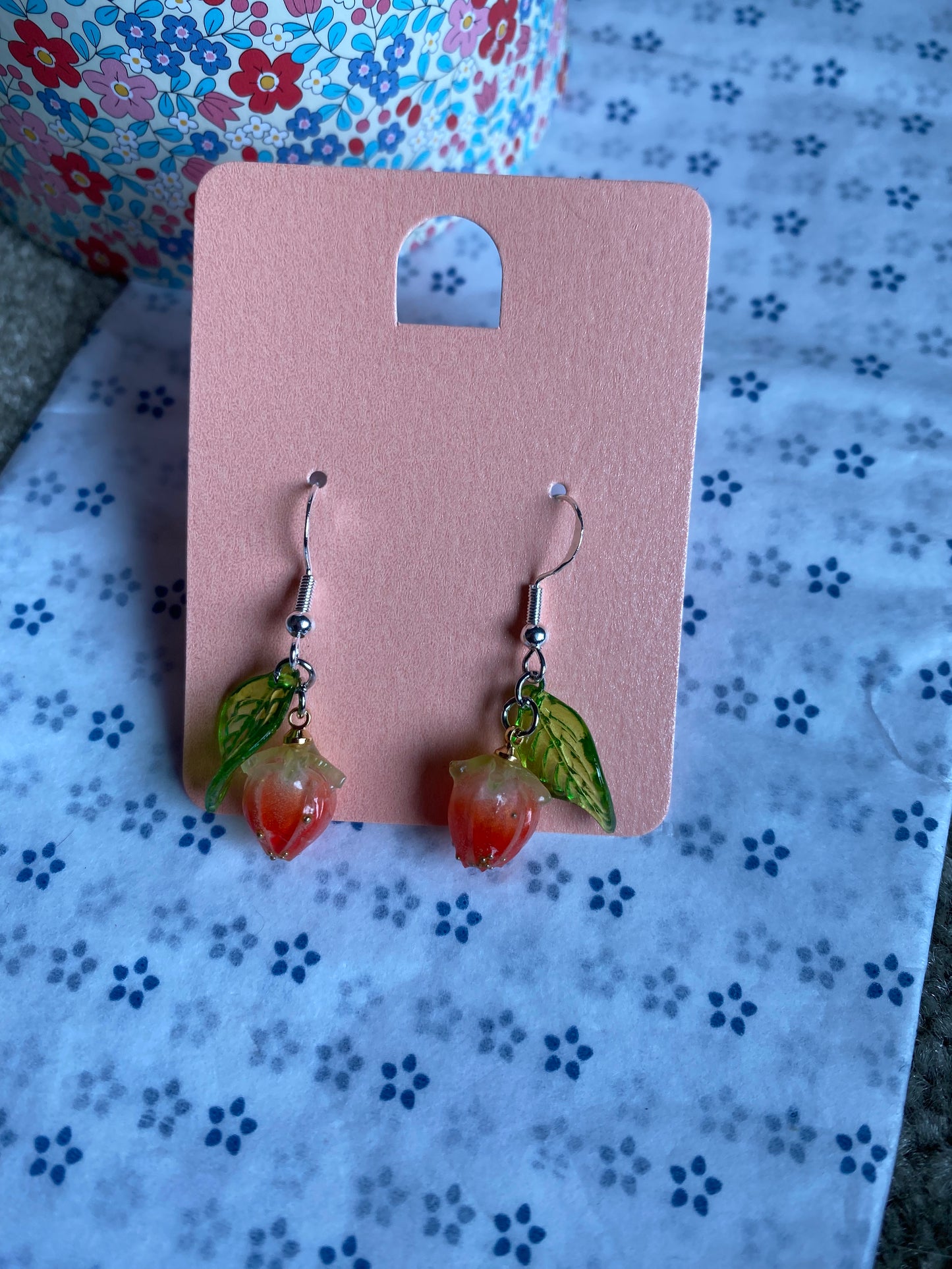 Boucles d’oreilles fleurs rouge